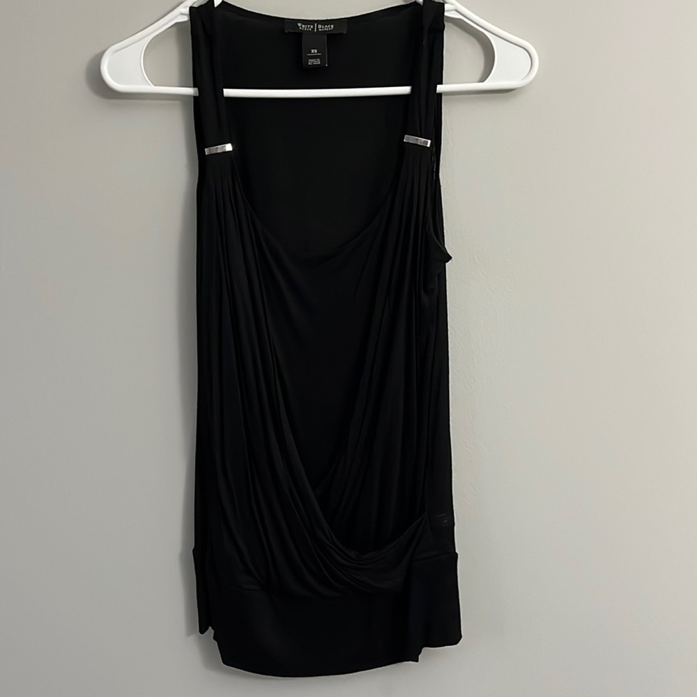 Layered front tank top blouse with silver metal on straps